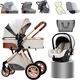3 in 1 Baby Stroller Travel Systems Bassinet Stroller for Foldable Baby Stroller with Easy Fold Stroller Footmuff Blanket Cooling Pad Rain Cover Backpack B