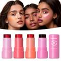 4PCS Milk Jelly Blush Sets, Cooling Water Jelly Tint, 2-in-1 Cheek and Lip Tint, Jelly Blush Stick, Cooling Water Jelly Tint Lip+Cheek Blush Stain, Vegan Long Lasting Lip Stain, Makeup Blush Gifts
