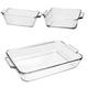 Chabrias Oven Basics 3-Piece Glass Bakeware Set with Square Cake, Rectangular, and Loaf Baking Dishes(3 Qt Glass Casserole Dish, Cake Pan, and Bread Pan)