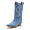 Cowboy Boots LASCANA, Damen, Gr. 39, blau (denimblau), Obermaterial: 95% Textilmaterial, 5% Rindsleder. Futter: 100% Lederimitat. Decksohle: 100% Lederimitat. Laufsohle: 100% Synthetik, unifarben, casual, Schuhe Cowboystiefel Schlupfstiefel, Cowboy...