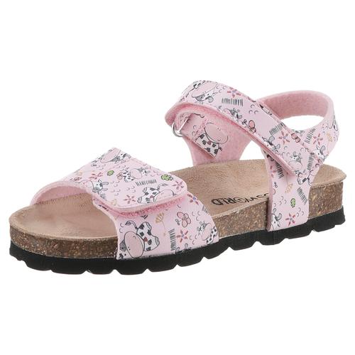 Riemchensandale KIDSWORLD Gr. 34, bunt (rosa bunt) Kinder Schuhe Sommerschuh, Sandalette, Klettschuh, mit praktischen Klettriemchen