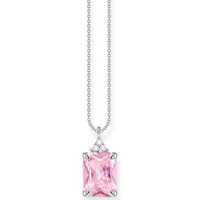 Kette mit Anhänger THOMAS SABO "pinker Stein, KE2089-051-9-L45V" Gr. 45, bunt (silberfarben, pink), Halsketten, Damen, 4