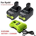 Batteria di ricambio per elettroutensili Turpow per batteria Ryobi 18V 6000mAh 9000mAh P108 batteria