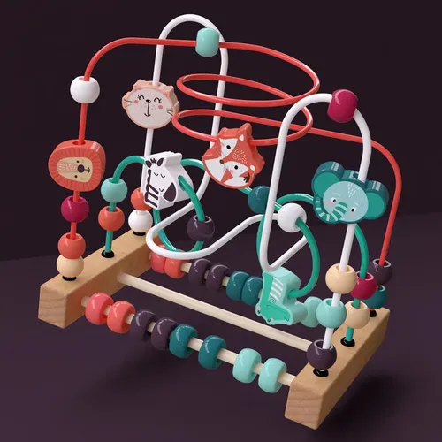 Holz perlen Labyrinth Spielzeug für Kleinkind Perlen Spielzeug bunte Achterbahn Vorschule