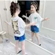 Baumwolle Mädchen Kurzarm Katze Fisch Druck T-Shirt Sommer Kinder Kleidung koreanische lose halbe