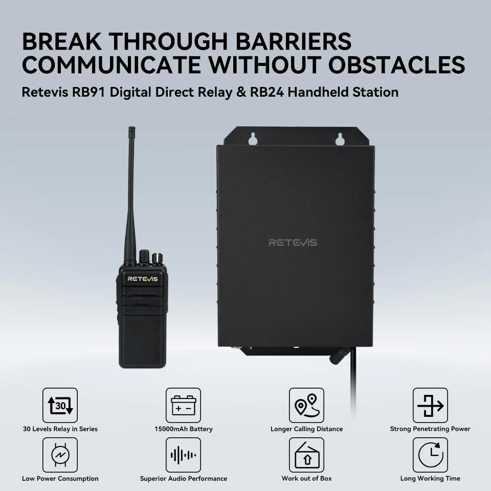 Retevis rb91 lora digitaler Direktfrequenz-Repeater mit tragbaren RB24-UHF-Radiosendern 5-W-Langstrecken-Kommunikationslösung Image