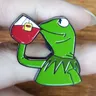 Keine meines Geschäfts Thema Ängstlich Kermit Trinken Tee Abzeichen Kermit der Frosch Pop Kultur