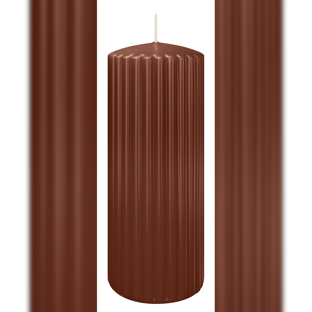 Wiedemann Kerzen Rillen Kerzen Kastanie 200 x Ø 80 mm, 4 Stück Image