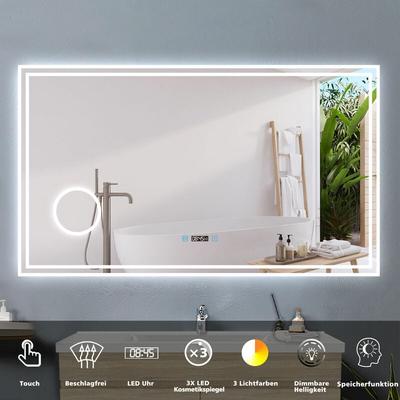 LED Badspiegel Lichtspiegel Wandspiegel Lichtspiegel Badezimmerspiegel, 140 x 80 cm Beschlagfrei+3