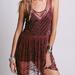 Free People Dresses | Free People Red Sheer Tunic Dress Black Beading Small | Color: Black/Red | Size: S