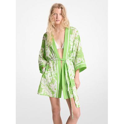 Michael Kors Palm Print Cotton Cover-Up Green L