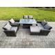 Rattan Garden Furniture Sets 7 Seater Patio Outdoor Rising Lifting Table Sofa Set with Double Seat Sofa Big Footstool