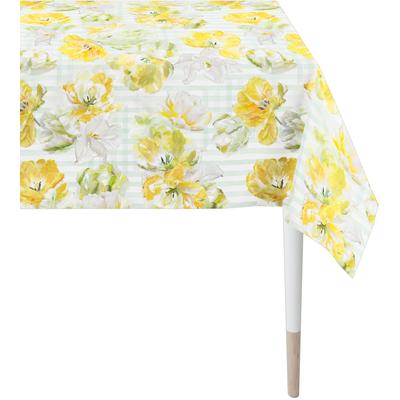 Tischdecke APELT "6405 SPRINGTIME, Frühjahrsdeko, Frühling", gelb (weiß, gelb, natur), B:150cm L:250cm, Polyester, Baumw