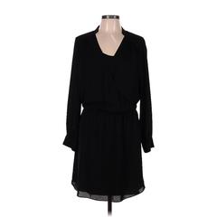 Vince Camuto Casual Dress - Wrap Crew Neck Long Sleeve: Black Solid Dresses - Women's Size Medium