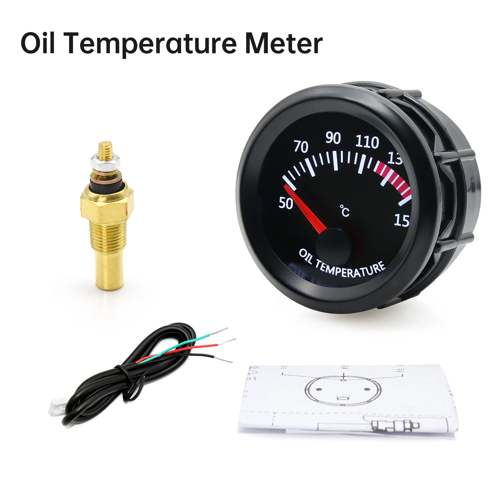 52mm Öl temperatur anzeige 50 ~ 150 ℃ mit Sensor Universal Digital LED Display Öldruck messer 0-7bar LED Rauch len Auto Manometer Image