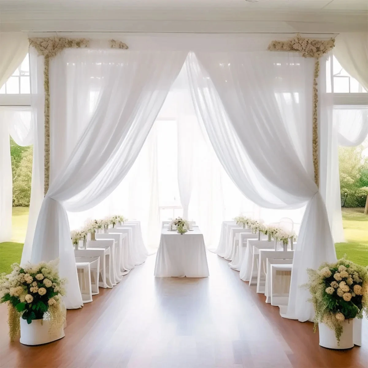 5/10m schiere Kristall Hochzeit Tüll Rolle Organza Stoff für Hochzeit Geburtstags feier Hintergrund Dekor DIY Hochzeit Organza Stuhl Schärpen Image