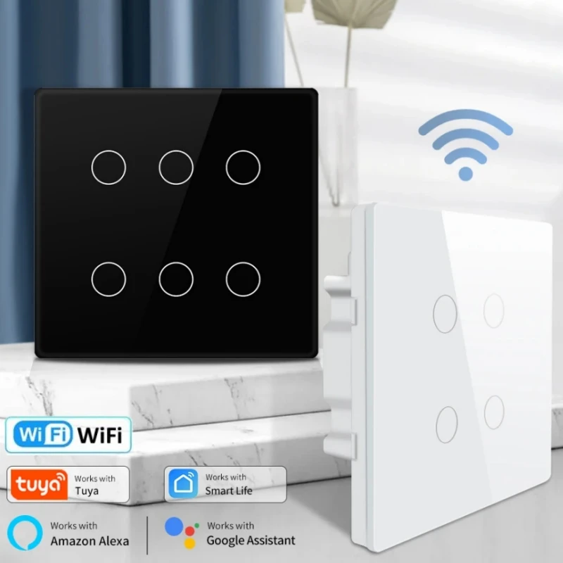 Tuya Wifi Smart Switch 4x4 Brasilien Standard Gang Intelligente Touch Panel Schalter arbeiten mit Smart Life Alexa Google Assistant Image