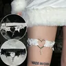 Sexy Lace Bow giarrettiera Punk Hollow Heart Cross Choker Leg Ring Strap donna giarrettiere