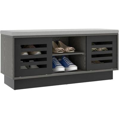 Schuhbank, 2 in 1 Sitzbank & Schuhregal 6 Fächer, mit 3 verstellbaren Ablagen, Schuhaufbewahrung Image
