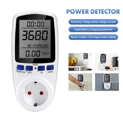 220V Digital LCD Power Meter Wattmeter Socket Wattage Kwh Energy Measuring Outlet EU Plug Overload