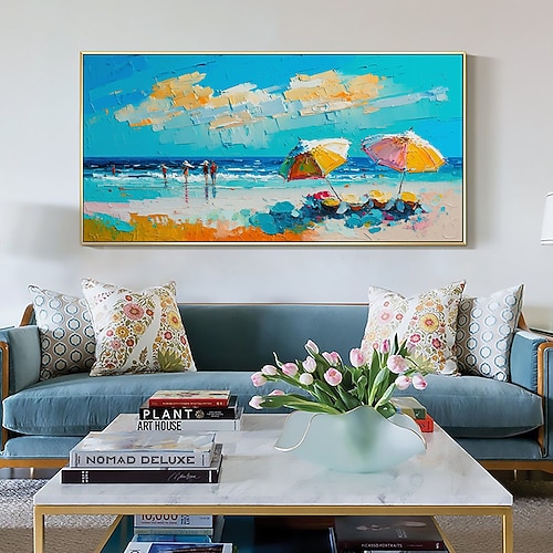 Handgefertigtes, handgemaltes Ölgemälde, Original-Sonnenschein-Ozean-Ölgemälde auf Leinwand, extra großes Wandkunst, abstraktes weißes Wellengemälde, Boho-Wanddekoration, gerollte Leinwand, kein Image