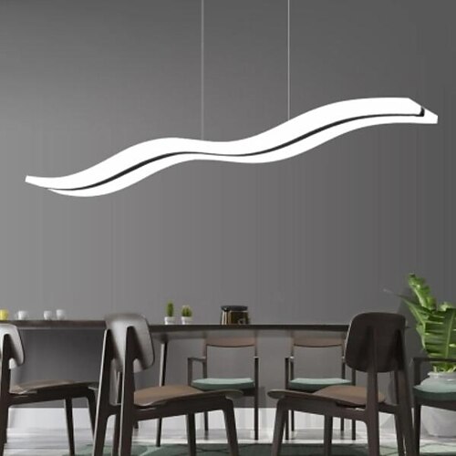 LED Pendelleuchte 97cm 36w Wellenform Acryl moderne einfache Mode Hängeleuchte mit Fernbedienung für Arbeitszimmer Büro Esszimmer Beleuchtungskörper Image