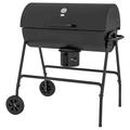 Outsunny Barrel Charcoal Barbecue BBQ Grill Trolley with Ash Catcher Thermometer