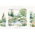 Monets Garten, Aquarell-Garten-Clipart, Sommergrafiken, Hochzeitslandschaft-Clipart, Grün-Png, digitale Aufkleber, Einladung, Download