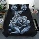 Anwind Duvet Cover Sets Funky Gothic Skull Style Quilt Cover with Pillowcases Beding Set (Style 7#, Double 200x200cm)