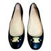 Kate Spade Shoes | Kate Spade Flats Shoes Balletcore Black Leather Gold Spade Logo On Toe Size 10 | Color: Black | Size: 10