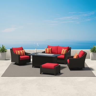 Deco 5 Piece Sunbrella Outdoor Patio Love & Motion Club Fire Set - 55"W x 33"D x 32"H