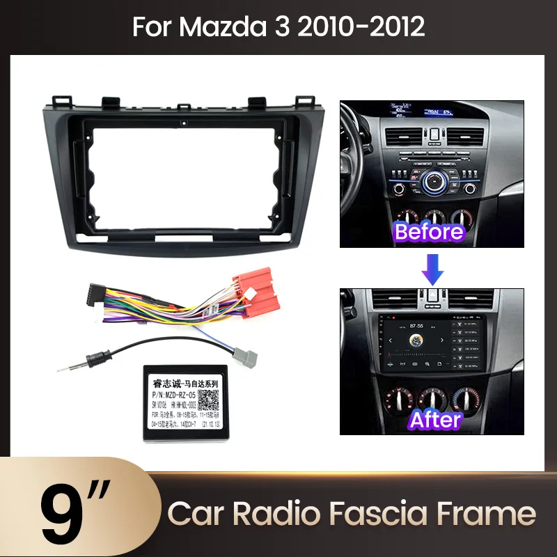 Autoradio-Panel-Montage für Mazda 3 Axela 2009 2010 2011 2012 2013, GPS-Stereo-DVD, Installation der Armaturenbrett-Montage, Lünette, Rahmensatz