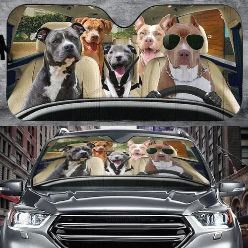 Pitbull Hund Familie Auto Sonnenschirm lustige Pitbull Auto Sonnenschirm Pitbull niedlichen Auto