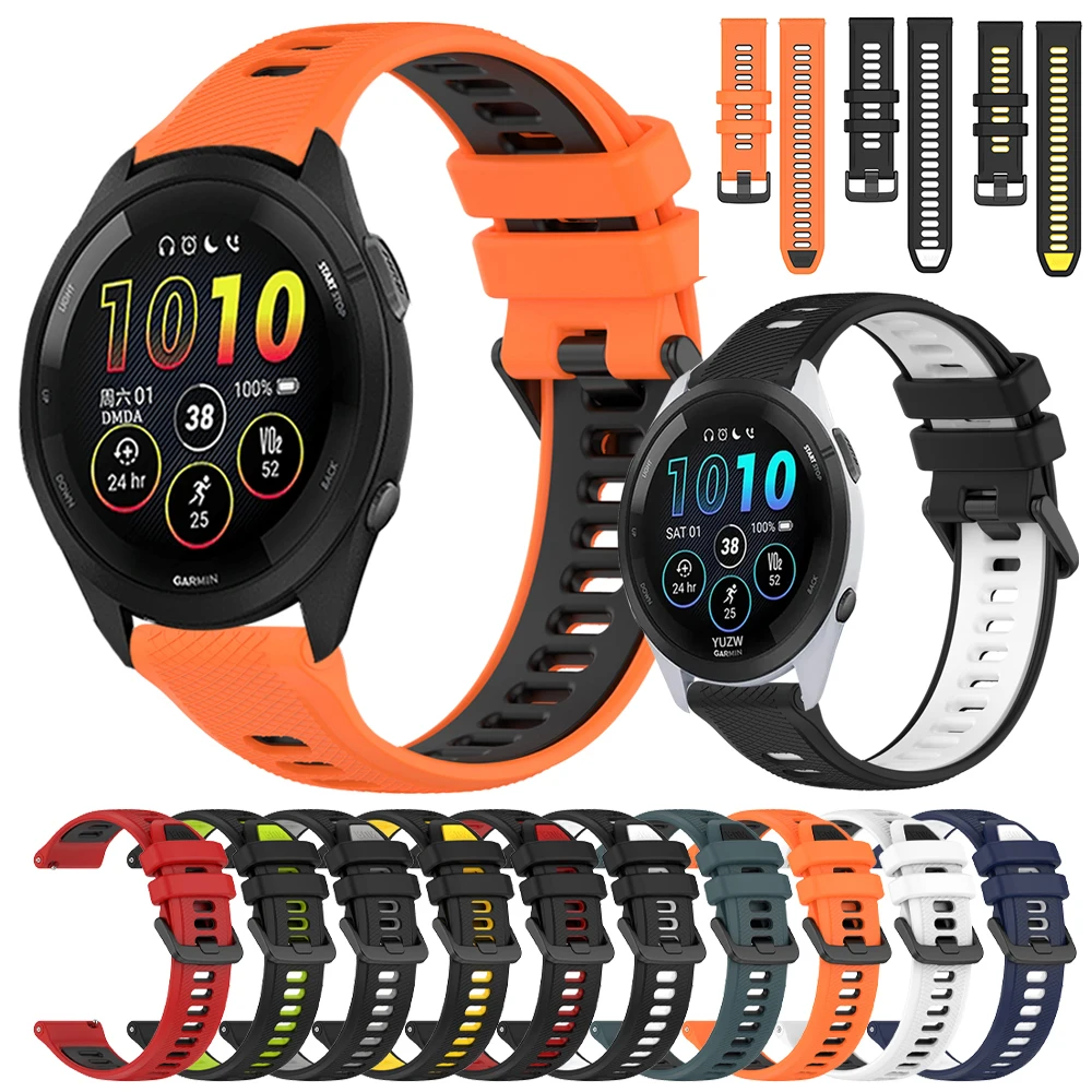 Offizielles Uhrenarmband für Garmin Forerunner 265, zweifarbiges Silikonarmband für Garmin Venu 3 2/Vivoactive 5, 4, 3, 22 mm, 20 mm Image