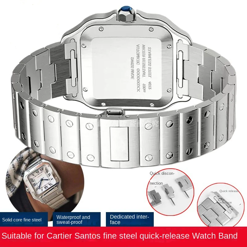 Für cartier santos whsa0007 wssa0009 Herren armband Schnell verschluss armband 21mm massives Edelstahl Uhren armband Zubehör Image