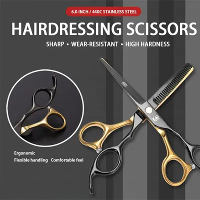 Ciseaux professionnels de coupe de cheveux de 6 0 pouces Ciseaux de coupe de cheveux en acier