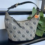 Dooney & Bourke Bags | Dooney And Bourke, Genuine, Leather Signature Canvas Hobo Shoulder Handbag Purse | Color: Black/Gray | Size: Approximately 8” X 6” X 5.25”