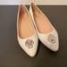 Kate Spade Shoes | Kate Spade New Shoes White Ballet Flat Noah Silver Spade Embellished Size 8 M | Color: Silver/White | Size: 8