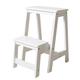 XXLI Foldable Step Stool Solid Wood Folding Ladder Chair Multifunction Stepladder Space Saving Kitchen Sturdy Step Ladder for Library, Home and Kitchen - 150kg Capacity (Color : White)