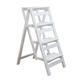 XXLI Wooden 4 Steps Ladders Folding Climb High Stool Solid Wood Household Step Ladder Shelf for Kitchen Portable Multi-Purpose Foldable Stepladders/Walnut (Color : White)