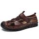 HJBFVXV Men's Sandals Men Summer Flat Sandals Beach Footwear Male Sneakers Low Wedges Shoes (Color : Dark Brown, Size : 48)