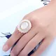 Vintage Weiß Opal Kristall Ring für Frauen Luxus Natürliche Perle Gold Farbe Einstellbar Ringe