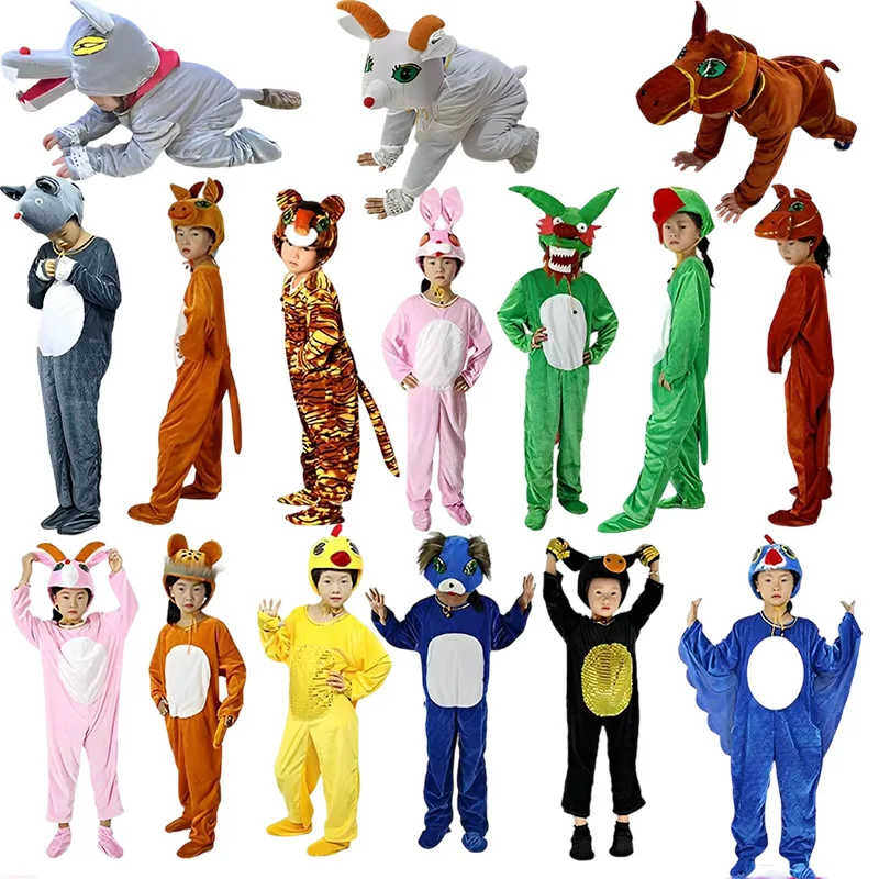 Kinder Tier Cosplay Kostüme für Erwachsene Kaninchen Affe Schaf Kleidung Set Pferd Loong Hahn Hund Ochse Schlange Tiger Ratte Outfit Image