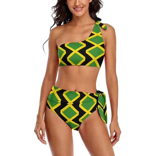 Sexy jamaika nische Flagge Bikinis Set Jamaika Kissen stilvolle Bikini Badeanzug hohe Taille Bade