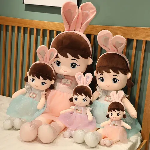 45cm kawaii Plüsch Mädchen Puppen mit Hasen ohr weichen ausgestopften Puppen schöne Plüschtiere