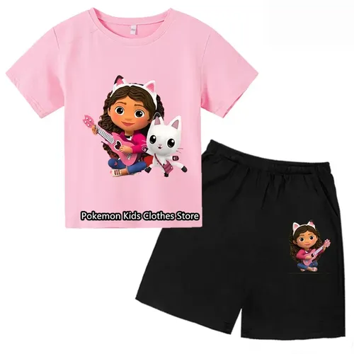 Kinder Gabby Katzen T-Shirt Kleinkind Mädchen Gabbys Puppenhaus Kleidung Baby Jungen Kurzarm
