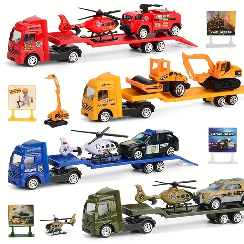 Spiel fahrzeuge Set Spielzeug Bau Polizeiauto Feuerwehr auto LKW Spielset Reibung angetrieben