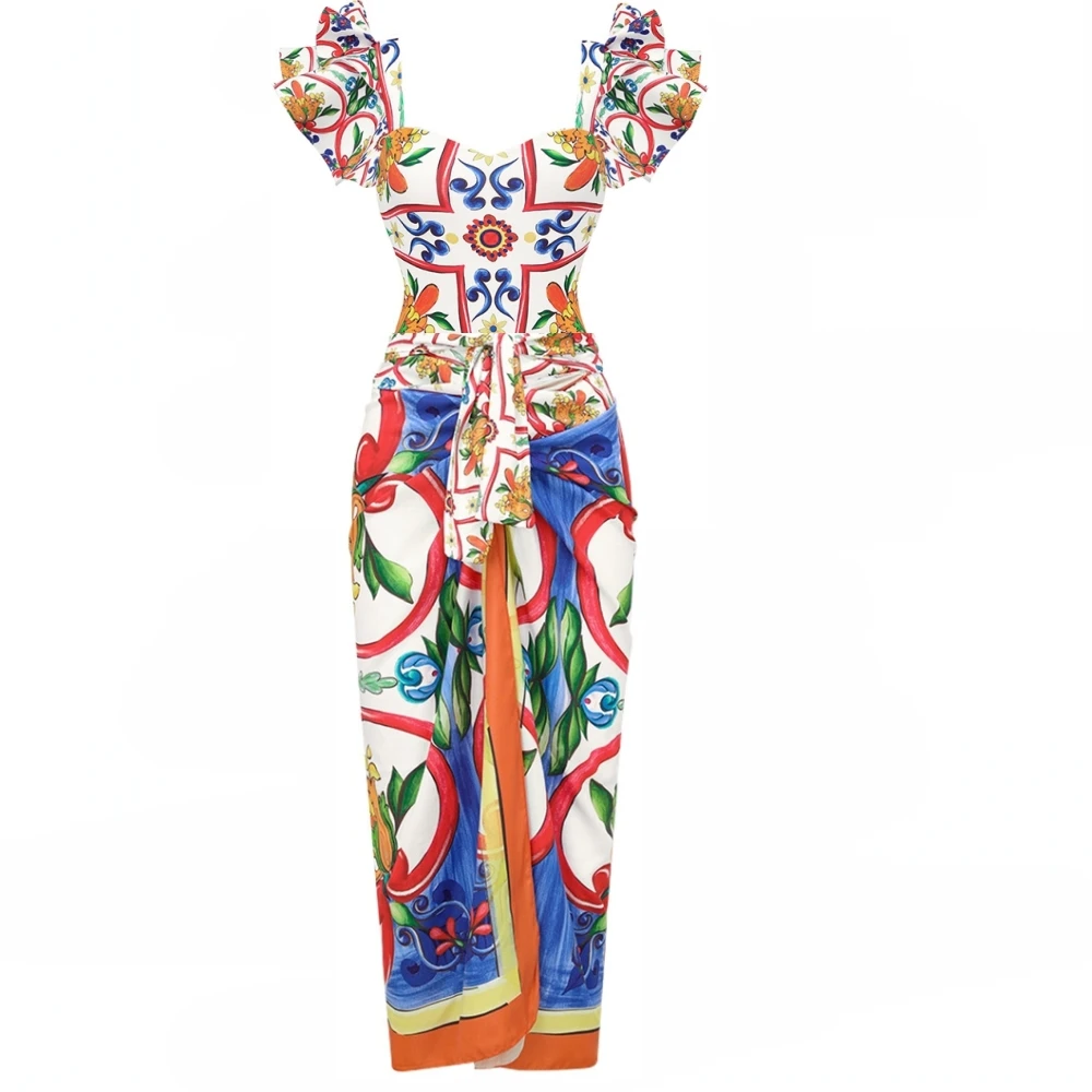 Retro rosa Farbe passend gedruckt zweiteiligen Badeanzug sexy Strand Bade bekleidung Mode Riemen Vertuschung Bluse Vorverkauf neu Image