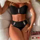 Maillot de bain sexy avec biscuits pour femme bikini de luxe soutien-gorge push up micro métal