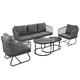 Merax Garten-Lounge-Set mit Rahmen aus verzinktem Eisen, Gartenmöbel-Set aus Seil, 5er-Set, inklusive aller Sitz- und Rückenkissen, grau